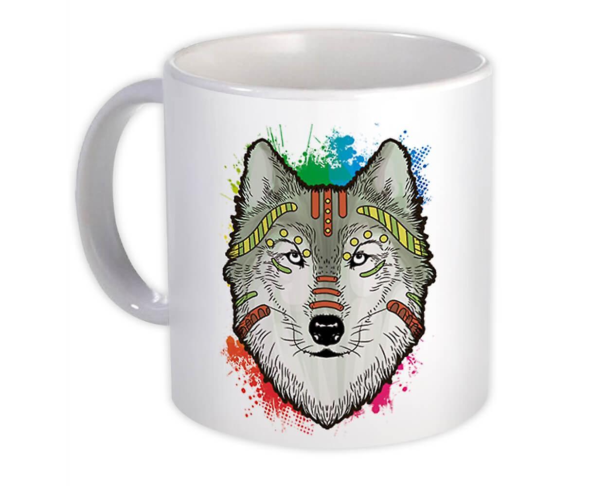 Gift Mug: Wolf Colorful Tribal Wild