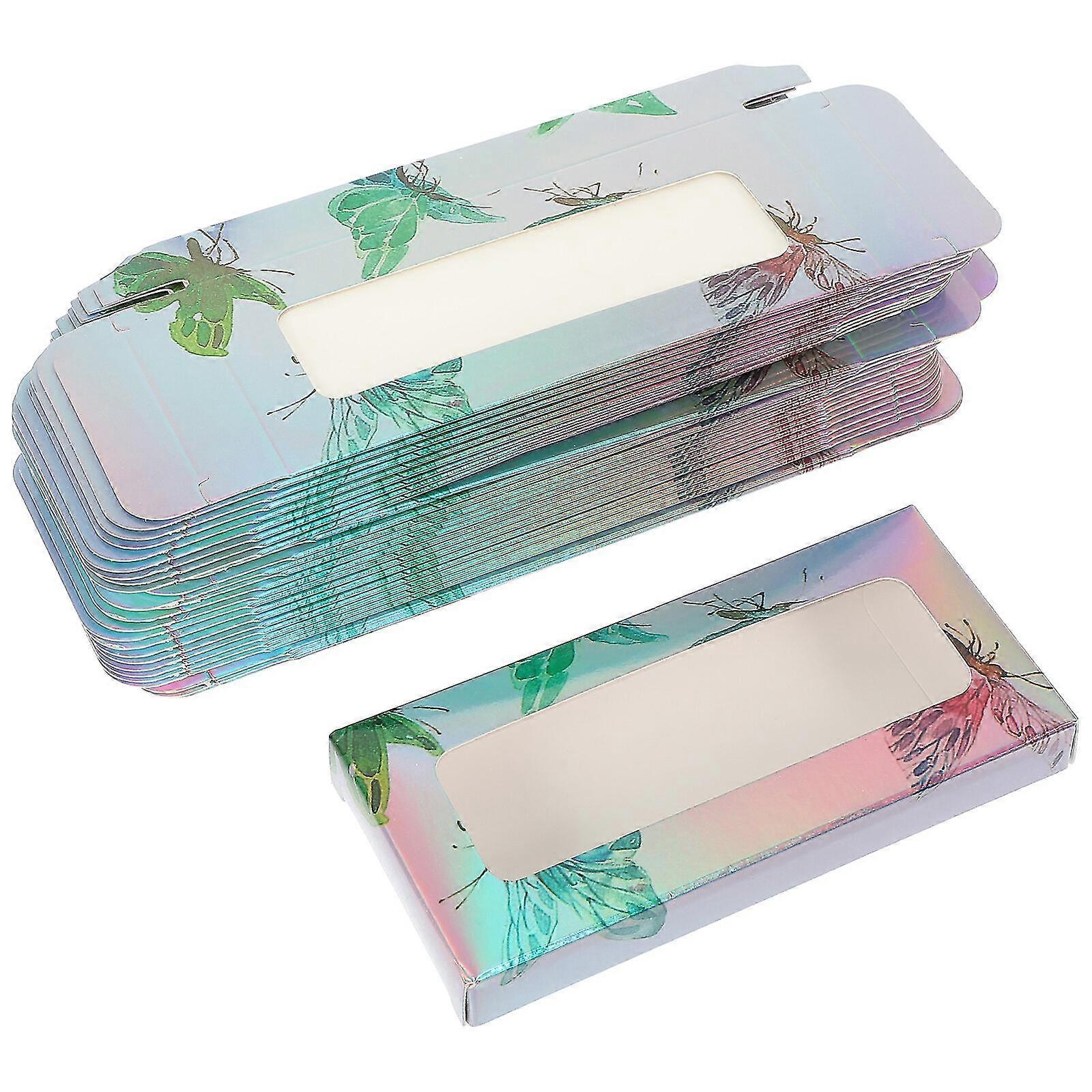 50pcs Eyelash Boxes Portable False Eyelash Packaging Cases Butterflies Pattern Lash Extension Containers