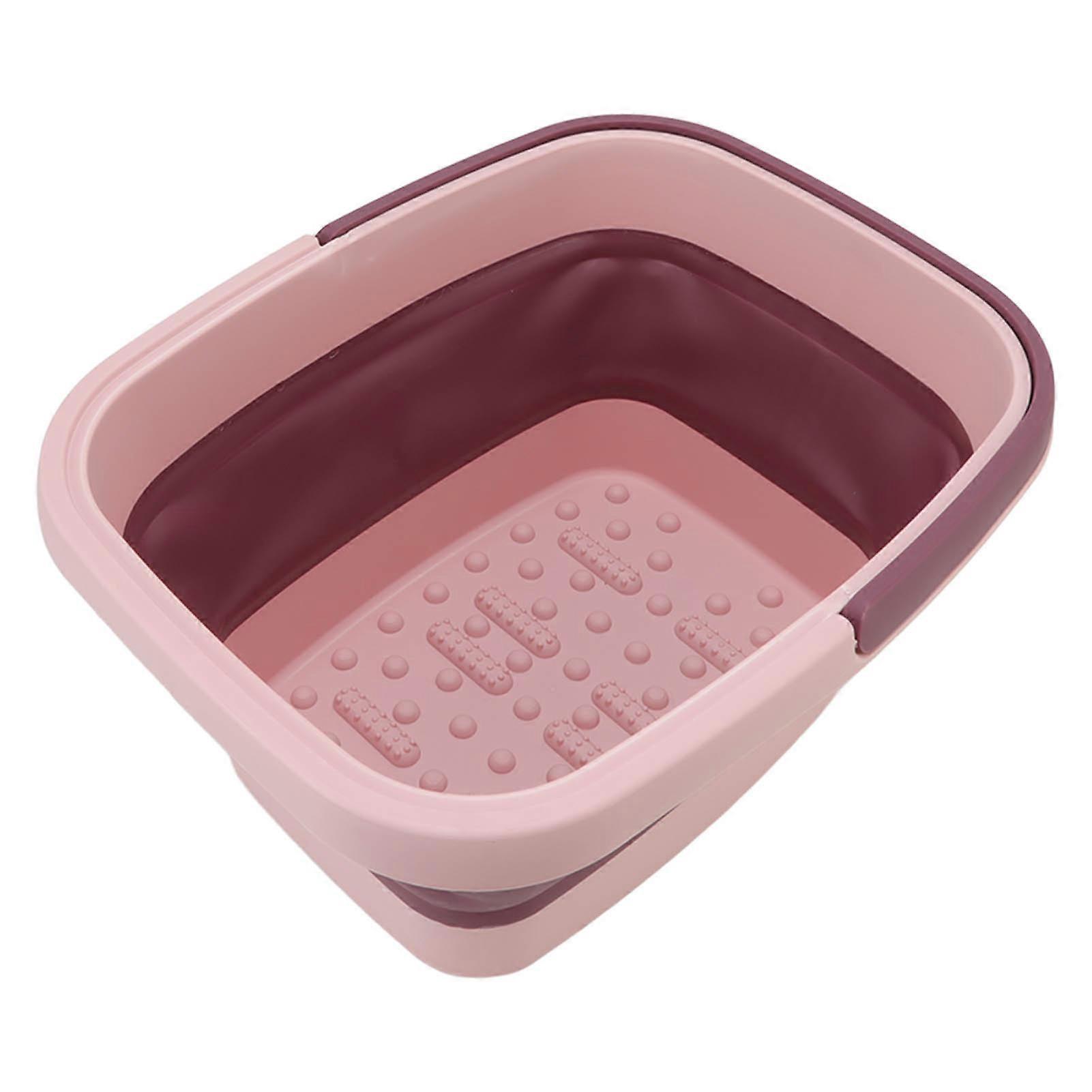 Foldable Portable Silicone Foot Massage Home Spa Basin Pink for Home Outdoor