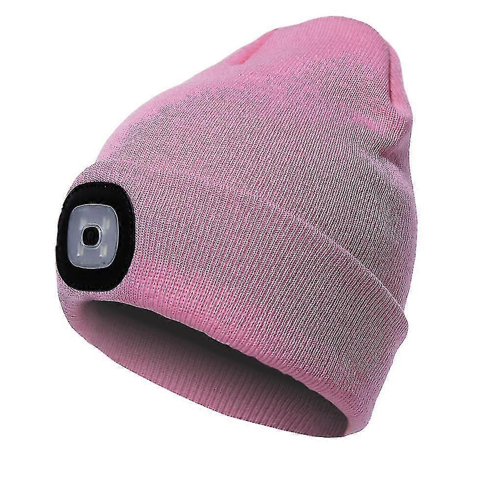 Led Beanie Hat With Light Knit Cap Hands Free 4 Led Headlight Cap Winter Knit Night Light Hat Unisex