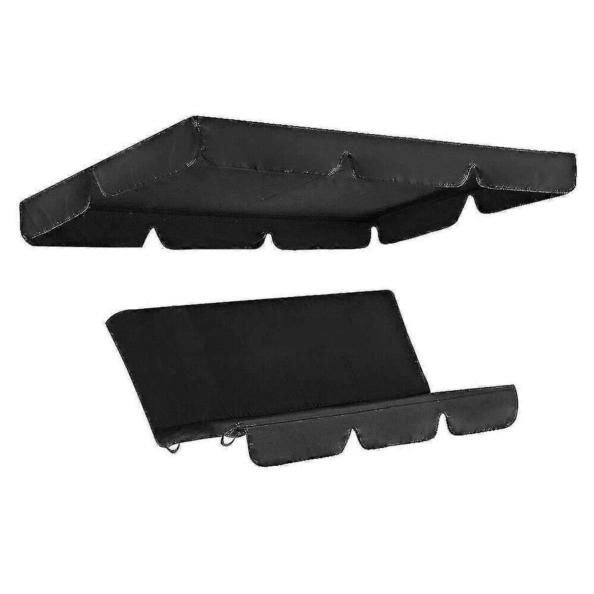 3 posti Garden Swing Chair Canopy + coperchio del sedile di ricambio Tessuto poliestere impermeabile nero