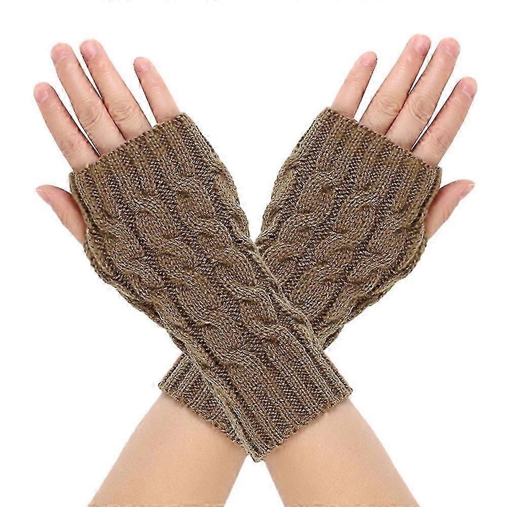 Warm Acrylic Knit Fingerless Gloves for Winter, Unisex Braided Design, Cozy Lightweight Hand Warmers, One Size Fits All