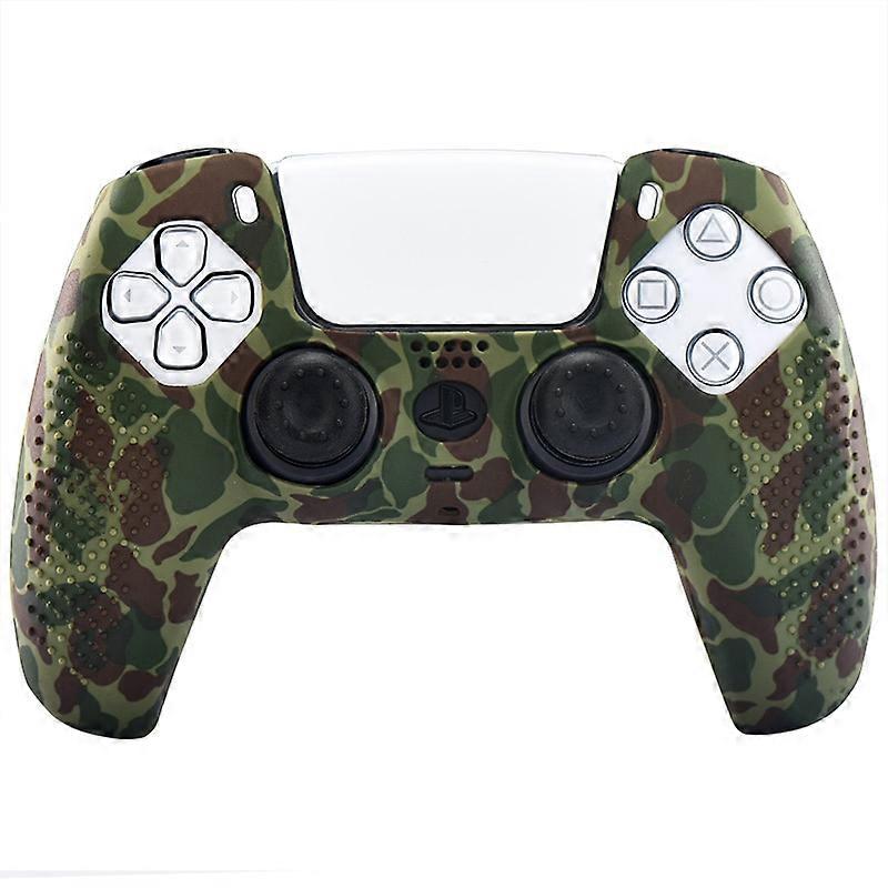 Anti-Slip STUDDED Water Printing Rubber Silicone Cover Skin Case for Sony PS5 Dualsense Controller with PRO Thumb Grips x2