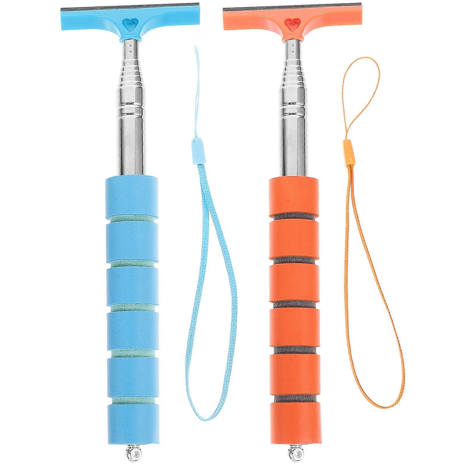 2pcs Car Rearview Mirror Wipers Retractable Mirror Squeegee Wipers Portable Mirror Cleaning Tools
