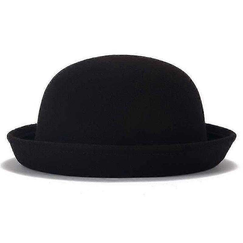 Trendy Kvinder Solid Color Bowler Derby Uld Filt Hat