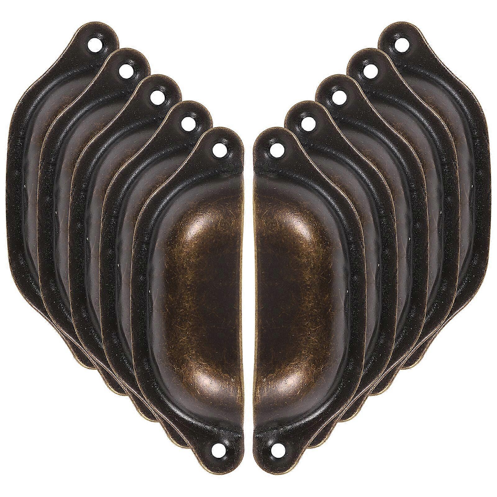 10pcs Shell Shaped Drawer Knobs Vintage Cabinet Handles Retro Furniture Handle