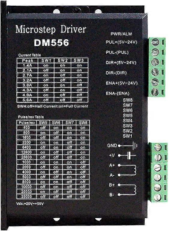 Driver de motor de passo digital CNC DM556 Controlador de motor de passo de 2 fases 20-50V DC Max 5.6A 128 subdivisão para Nema 23, 24 e Nema 34 