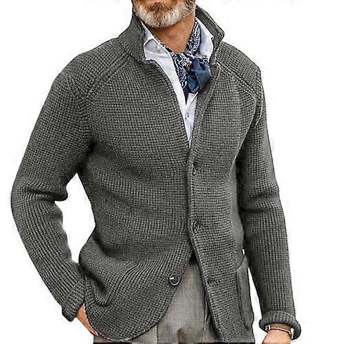 Herren Casual Langarm Schal Kragen Knöpfe Down Knöpfe Cardigan Pullover