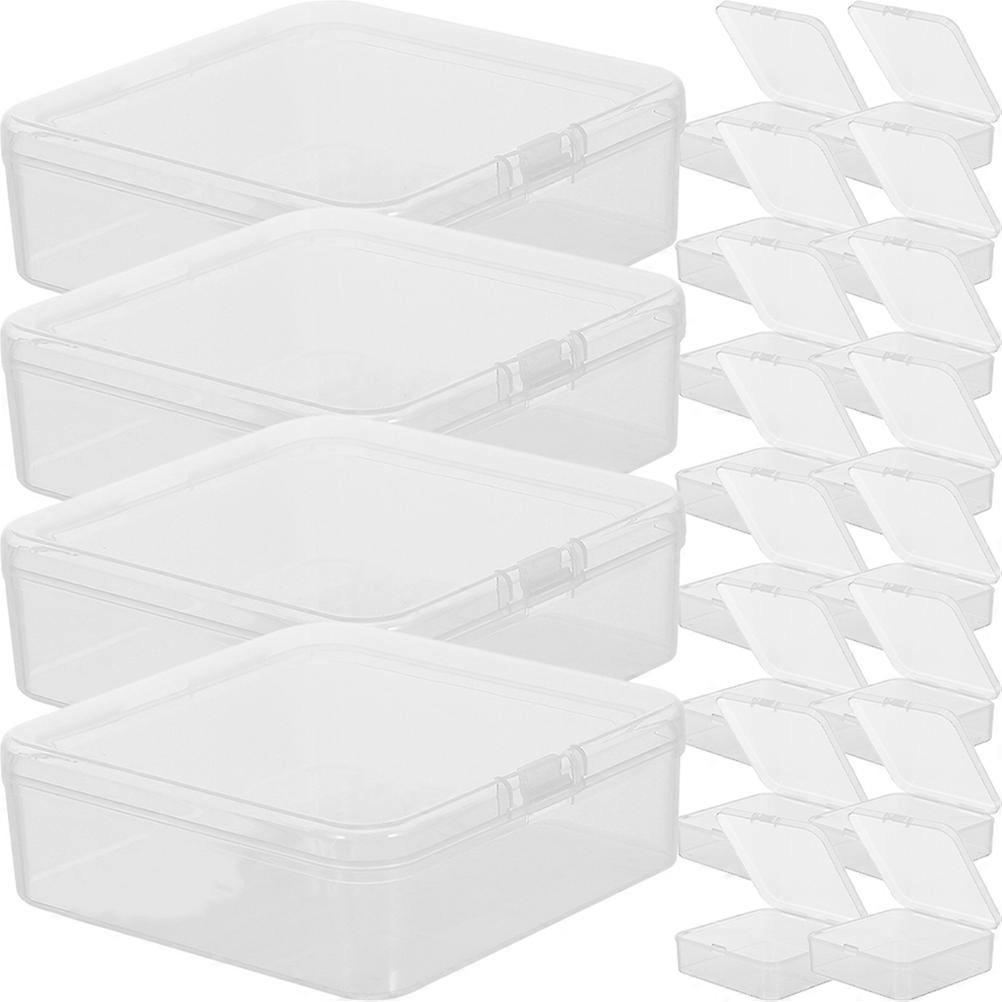 20Pcs Small Clear Plastic Box Small Bead Boxes Plastic Crafts Storage Boxes with Lid