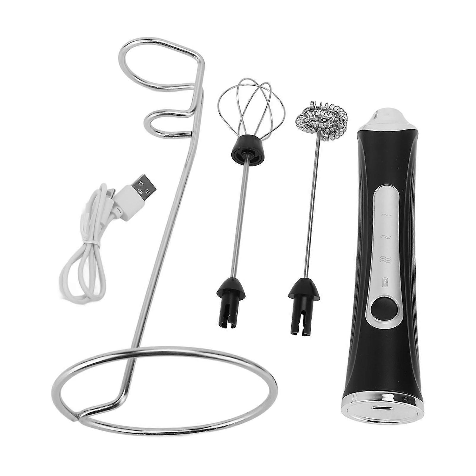Rechargeable Milk Frother, Handheld Foam Maker, Electric Whisk with Stand for Coffee, Hot Chocolate, Matcha