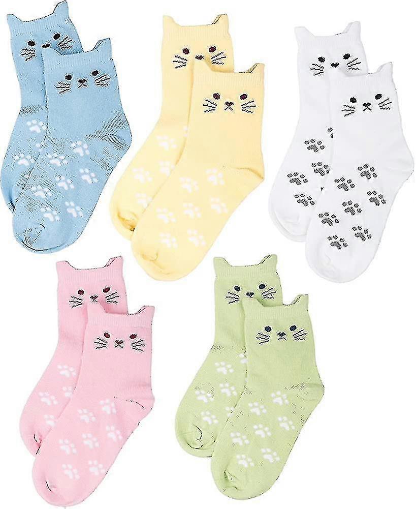 Comfortable Cat Cotton Socks For Girls 5 Pack