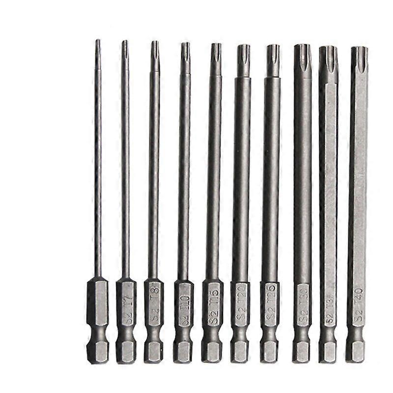 Acero de aleación de cromo vanadio Long Torx Bit 75mm 10 PCS Superma Long Rust Proof Screwdriver Bit Set