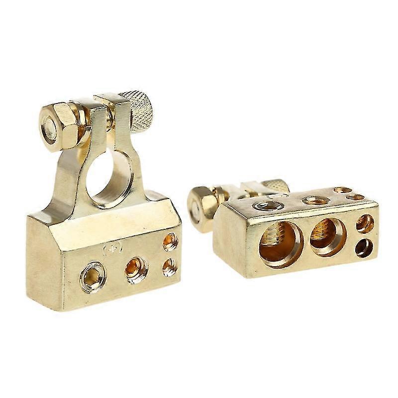2 Pcs Gold Plated Car Battery Terminal Positive Nagative F 0/1 2 4 8 Awg Tool