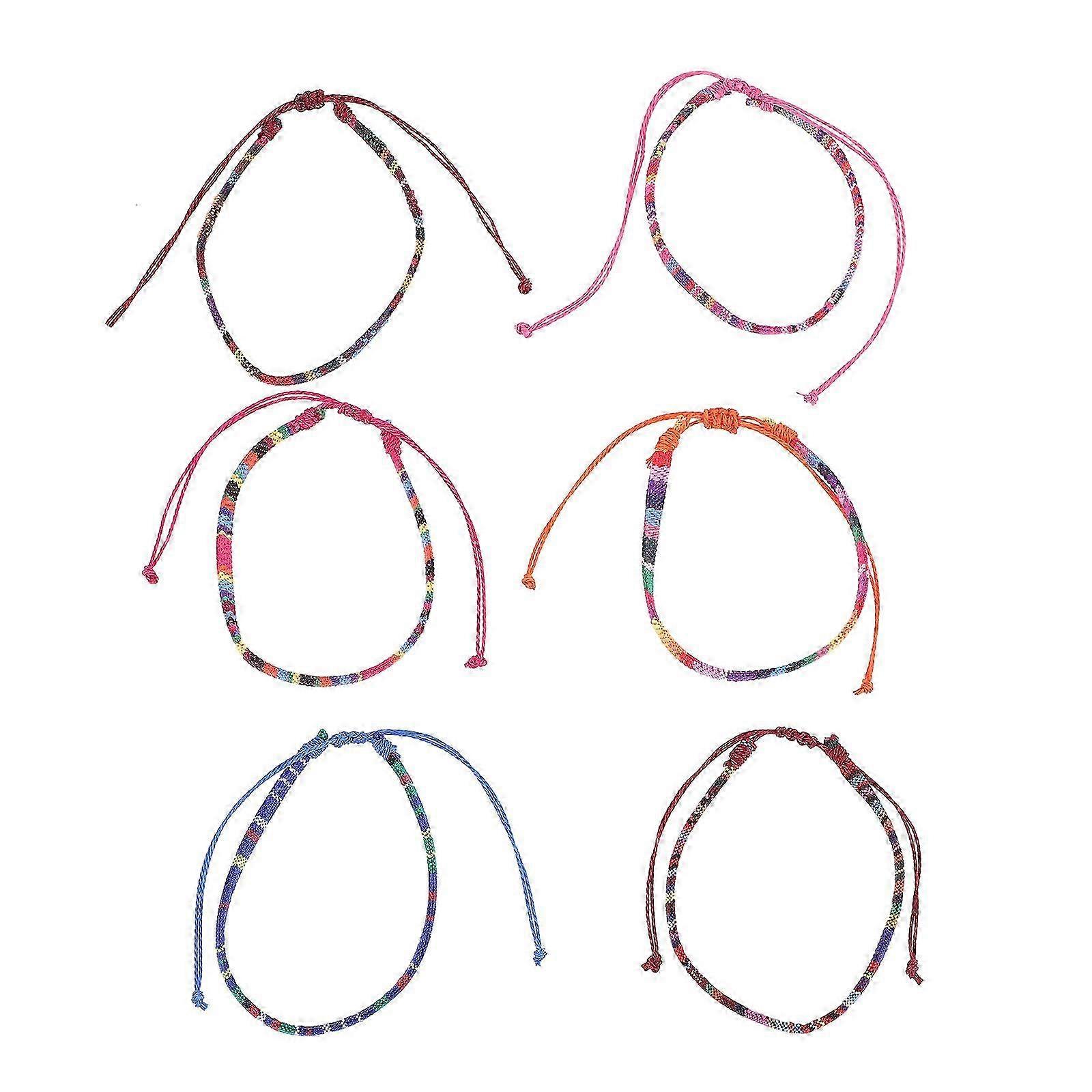 6pcs Bohemian Braided Anklets Adjustable Beach Anklets Summer Anklets for Women