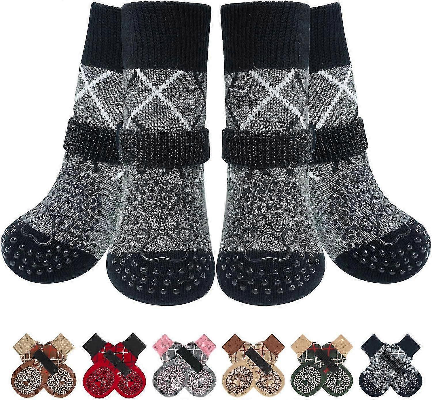 Anti Slip Dog Socks for Hardwood Floors,2 Pairs Dog Rain Snow Boots&Paw Protectors in Winter to Prevent Licking Paws