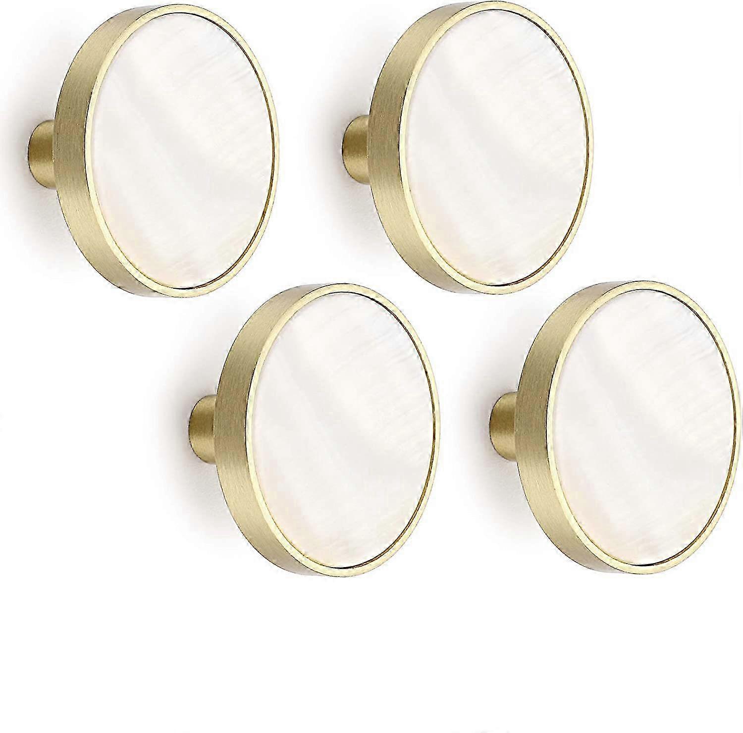 Brass Drawer Wardrobe Kitchen Cabinet Pull Door Handle - 4pcs (Pearl White)