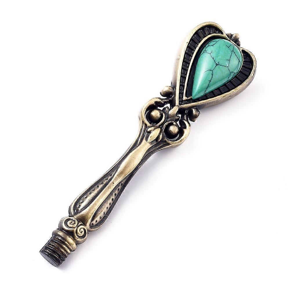 Alloy Handles with Synthetic Turquoise for Wax Seal Stamp Making Scepter Antique Bronze 88.5x24.5x14mm