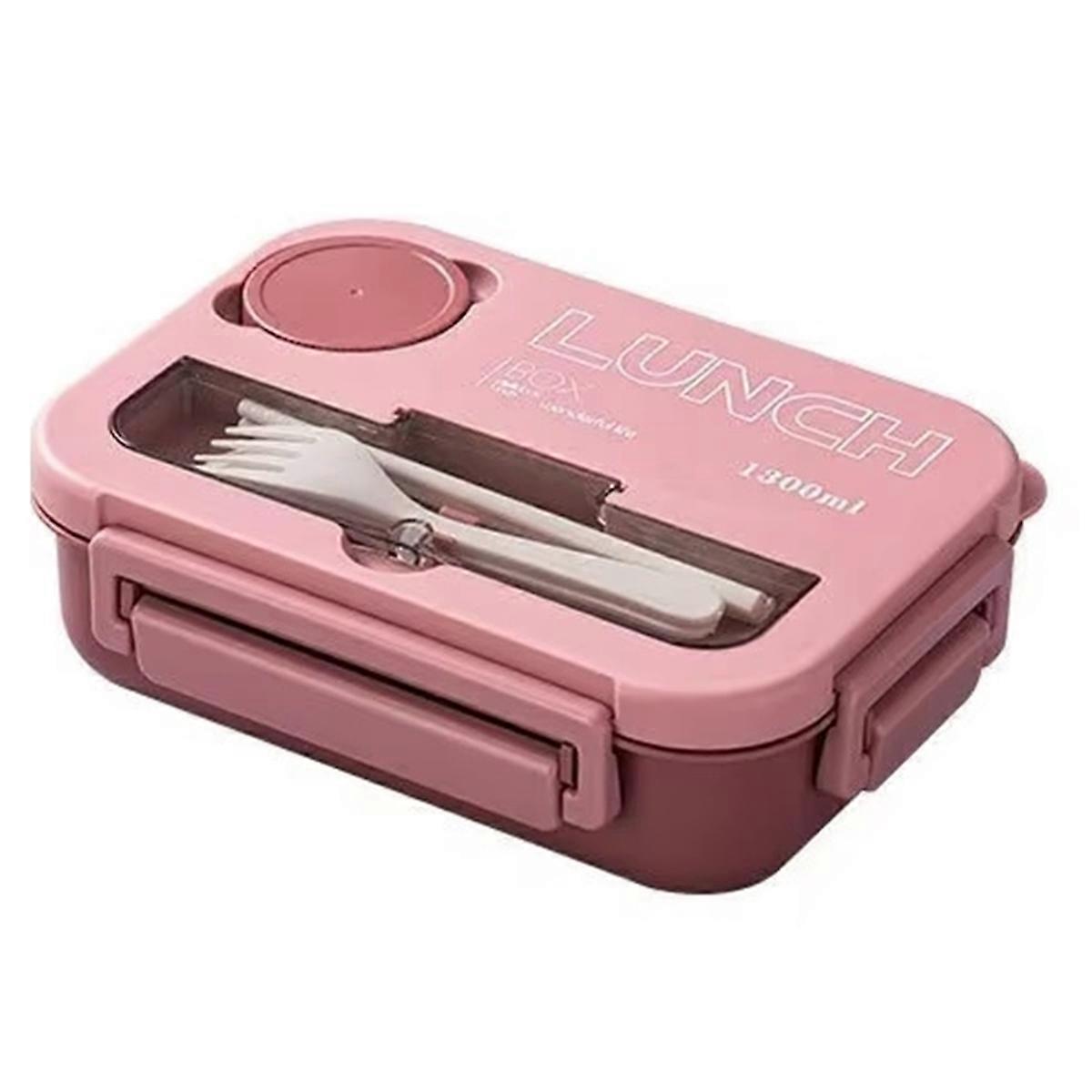 Bento Lunch Box with Cutlery, 4 Compartments, Leakproof, Microwave & Dishwasher Safe for Adults and Students C