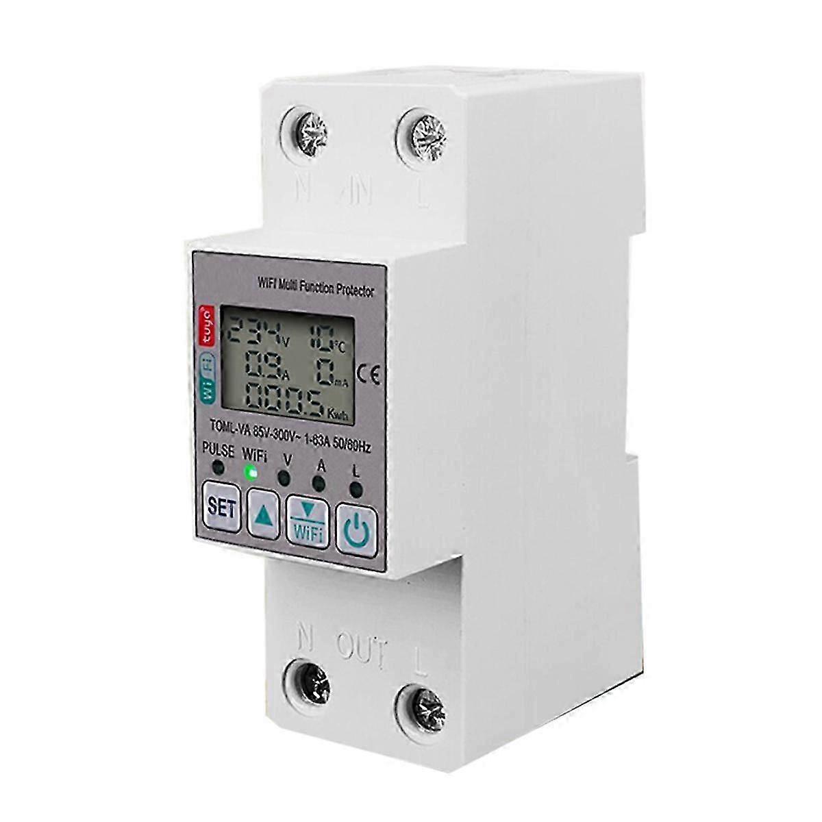 Tuya 63a 110v 220v Wifi Energy Meter Kwh Metering Switch Timing Function With Voltage Current And L