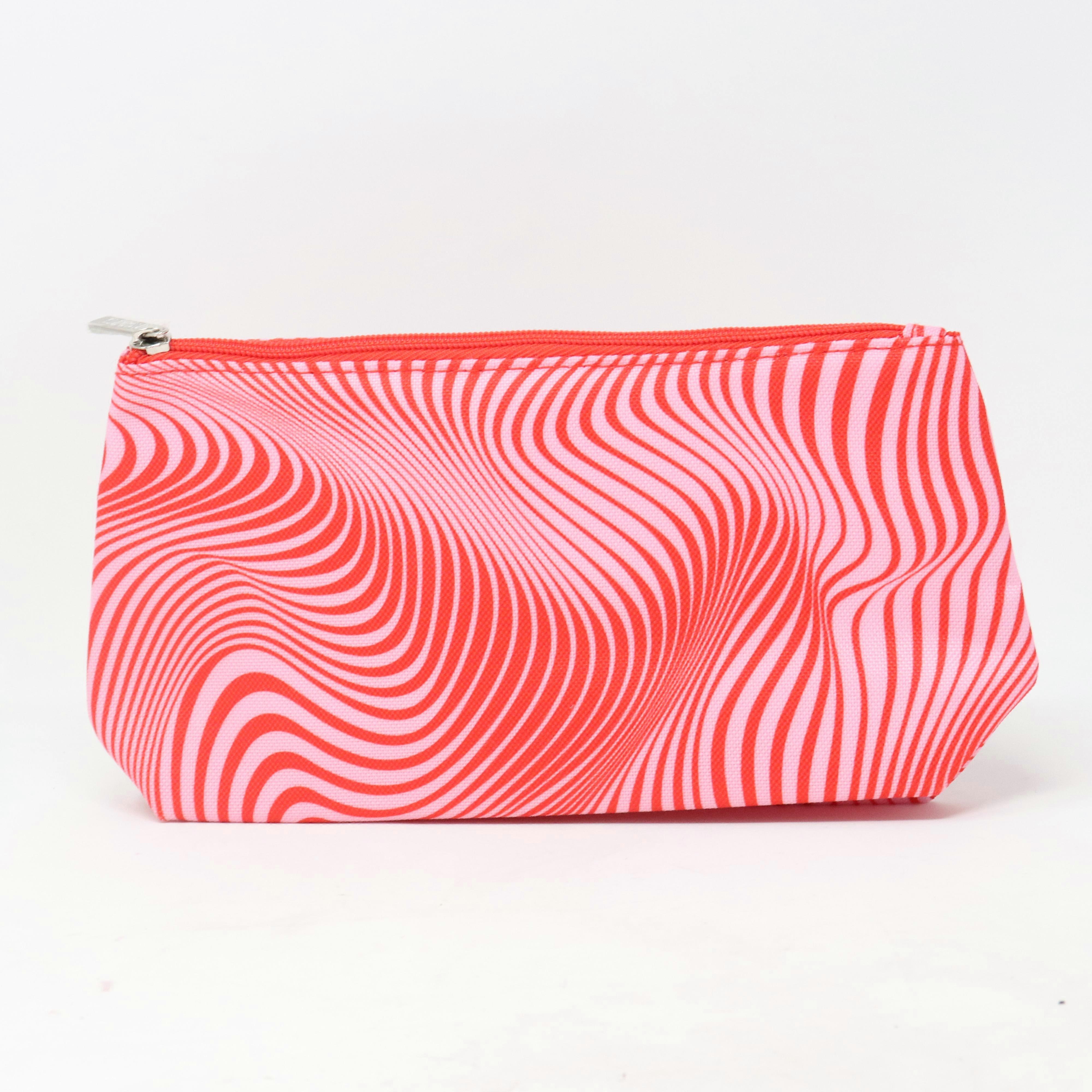 Clinique Pink And Red Swirl Print Cosmetic Bag / New