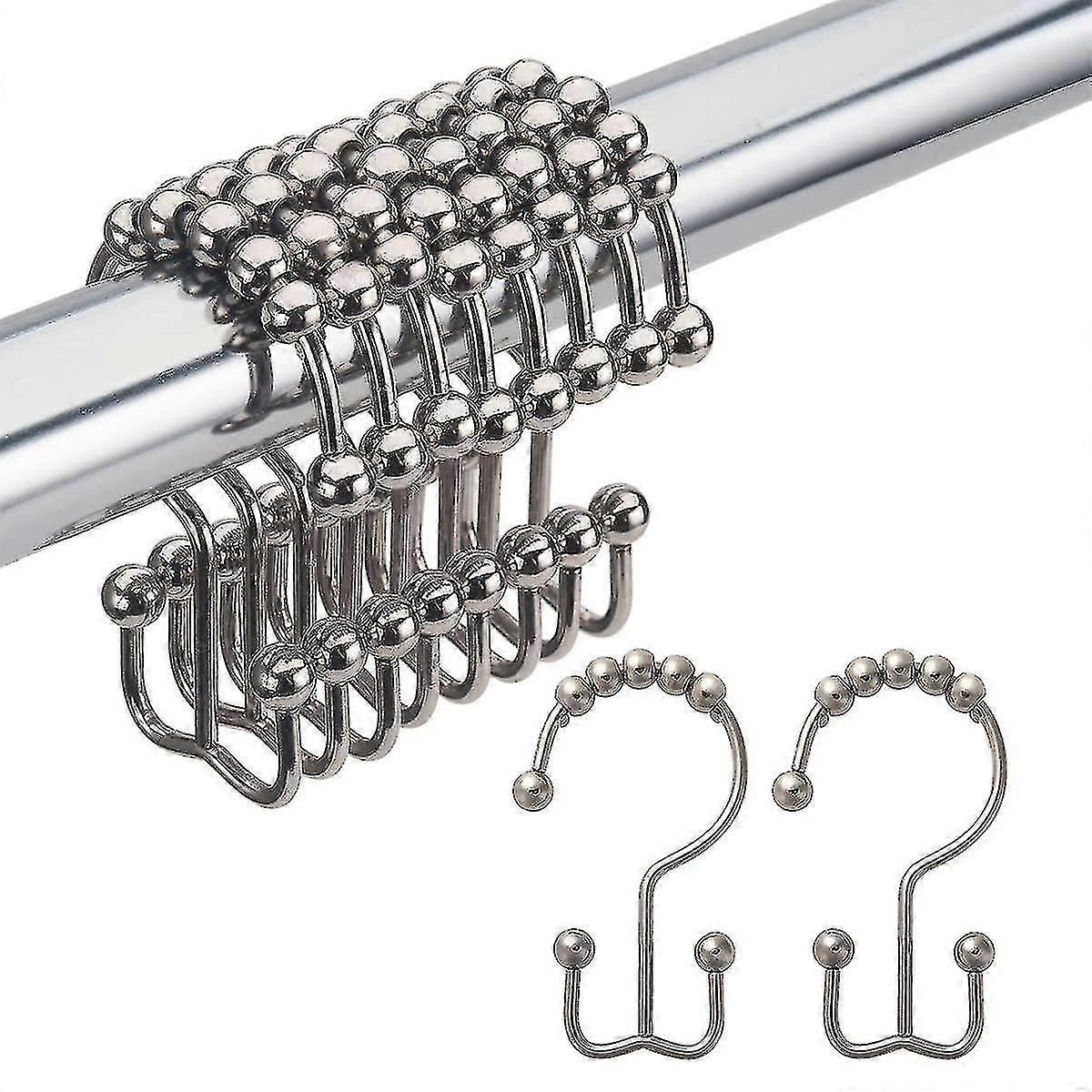 10pcs Shower Curtain Hooks Rings, Rust-resistant Metal Double Glide Shower Hooks Rods Curtains