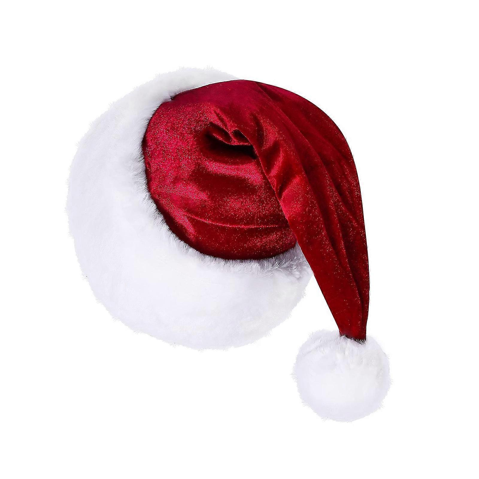 ホリデーパーティーのための白いつばのぬいぐるみクリスマスサンタハット愛を与える新年パーティーコスプレアクセサリーバーガンディ
