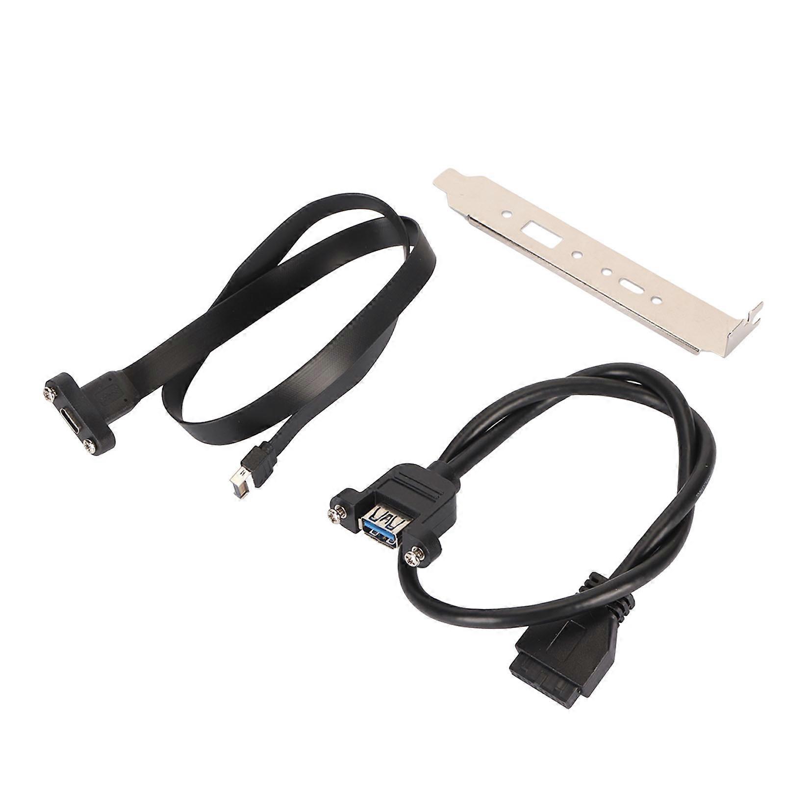 Type E to Type C Front Panel Cable 1.6ft 20Gbps High Speed with Bracket for Easy Install