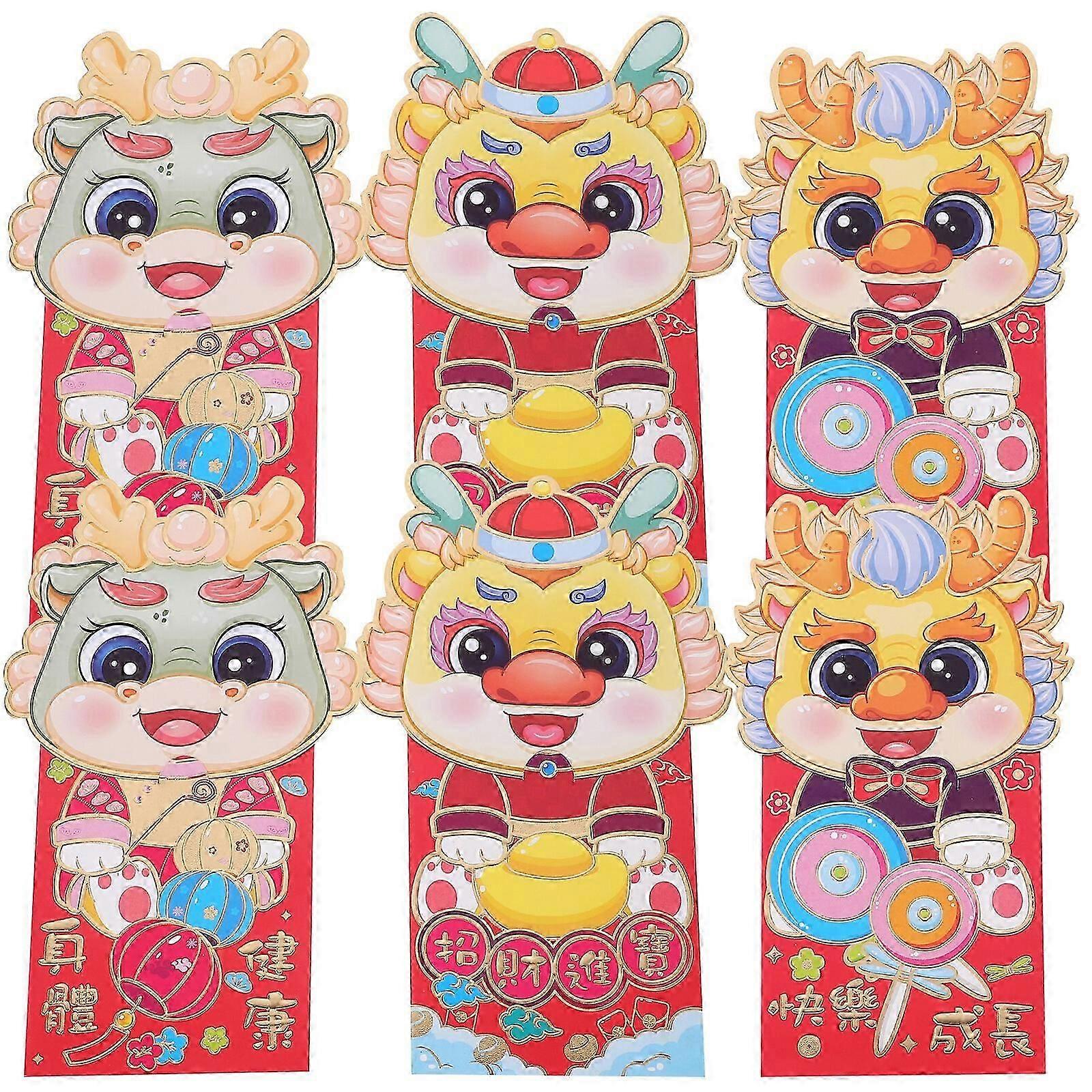6Pcs New Year Red Envelope Year of Dragon Paper Red Envelopes New Year Red Money Pockets