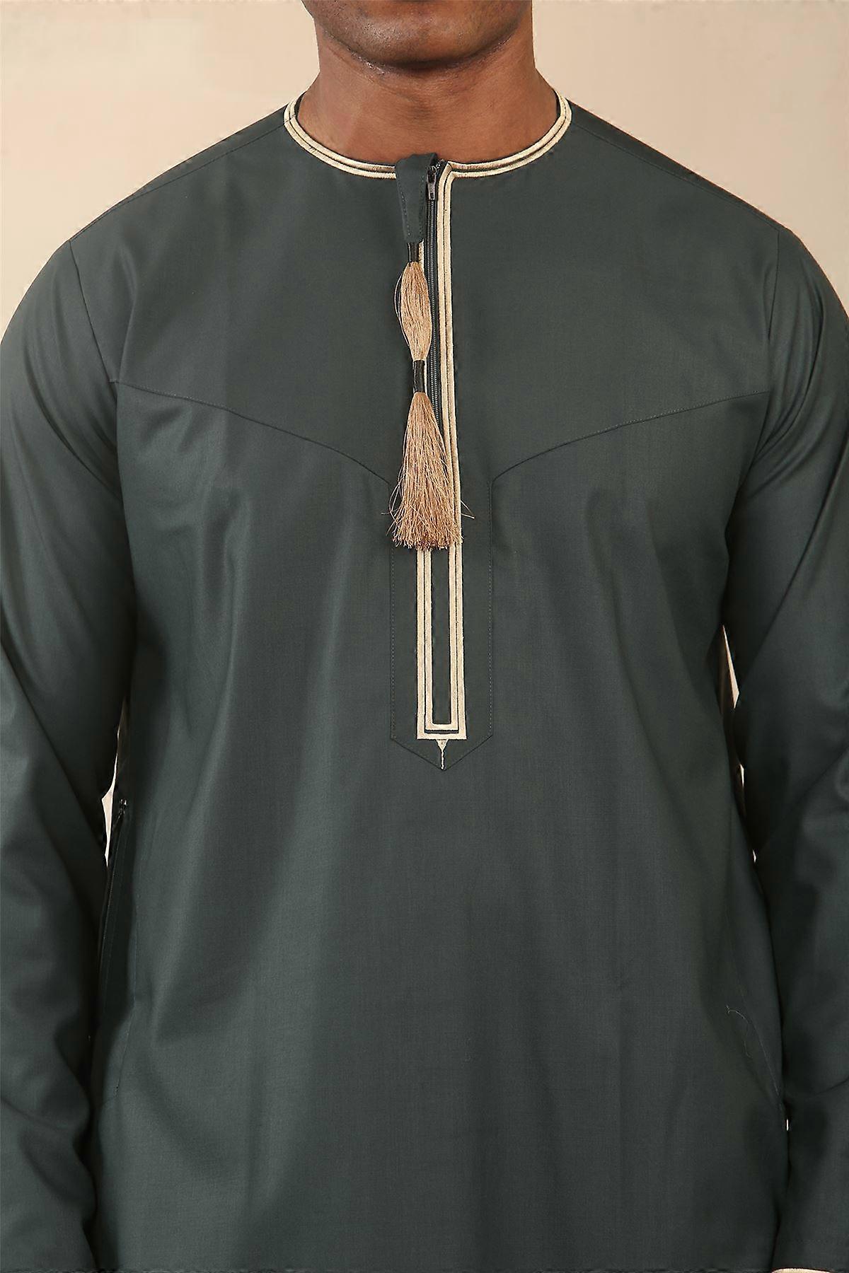 Men's Omani Eid Green Thobe Saudi Emirati Jubba Robe