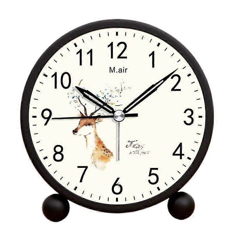 Analog Alarm Clock 4 Inch, Battery Powered Non-Tick Silent Small Desk Clock with Night Light Desk Clock for Nightstand Bedroom