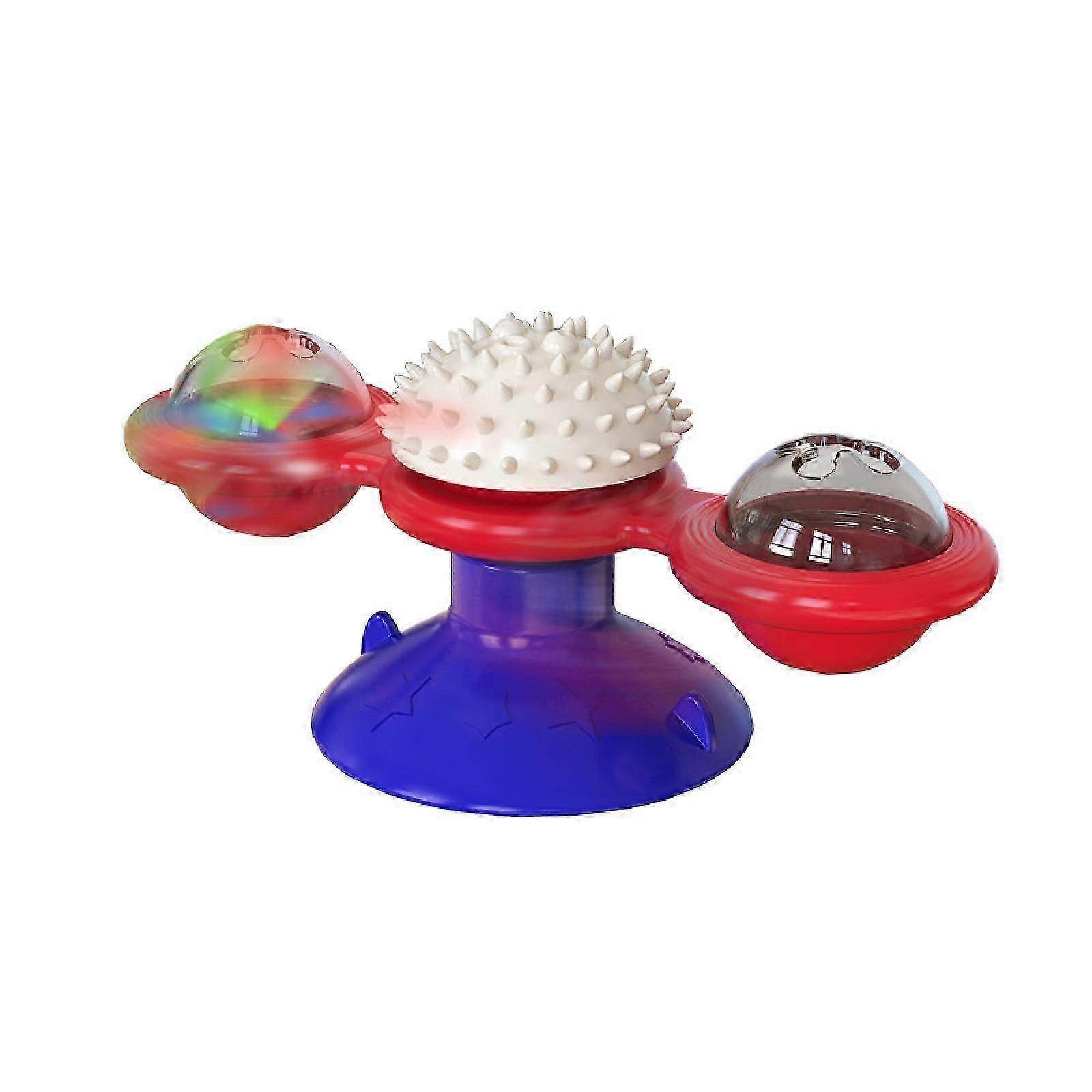 Interactive Pinwheel Cat Toy with Catnip: Cat Toy for Indoor Cats Fun Kitten Toy with LED Light Ball Suction Cup "Cat Chew Toy" -GSLA