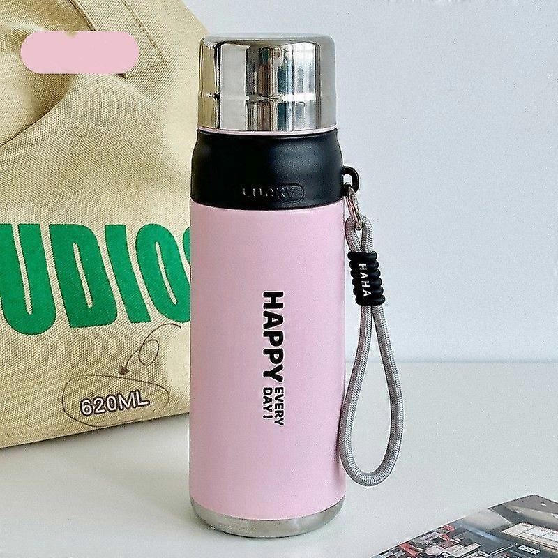 20 Oz Stainless Steel Insulated Sports Water Bottles with Straw for Kids,Men and Women-Pink