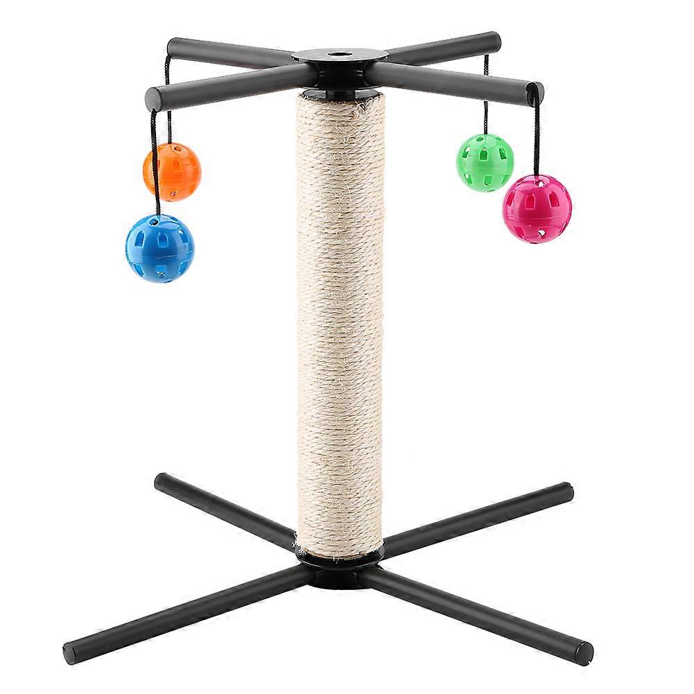Multifunctional Cat Scratching Post with 4 Bell Balls, Sturdy Design, Interactive Game Toy for Indoor Cats