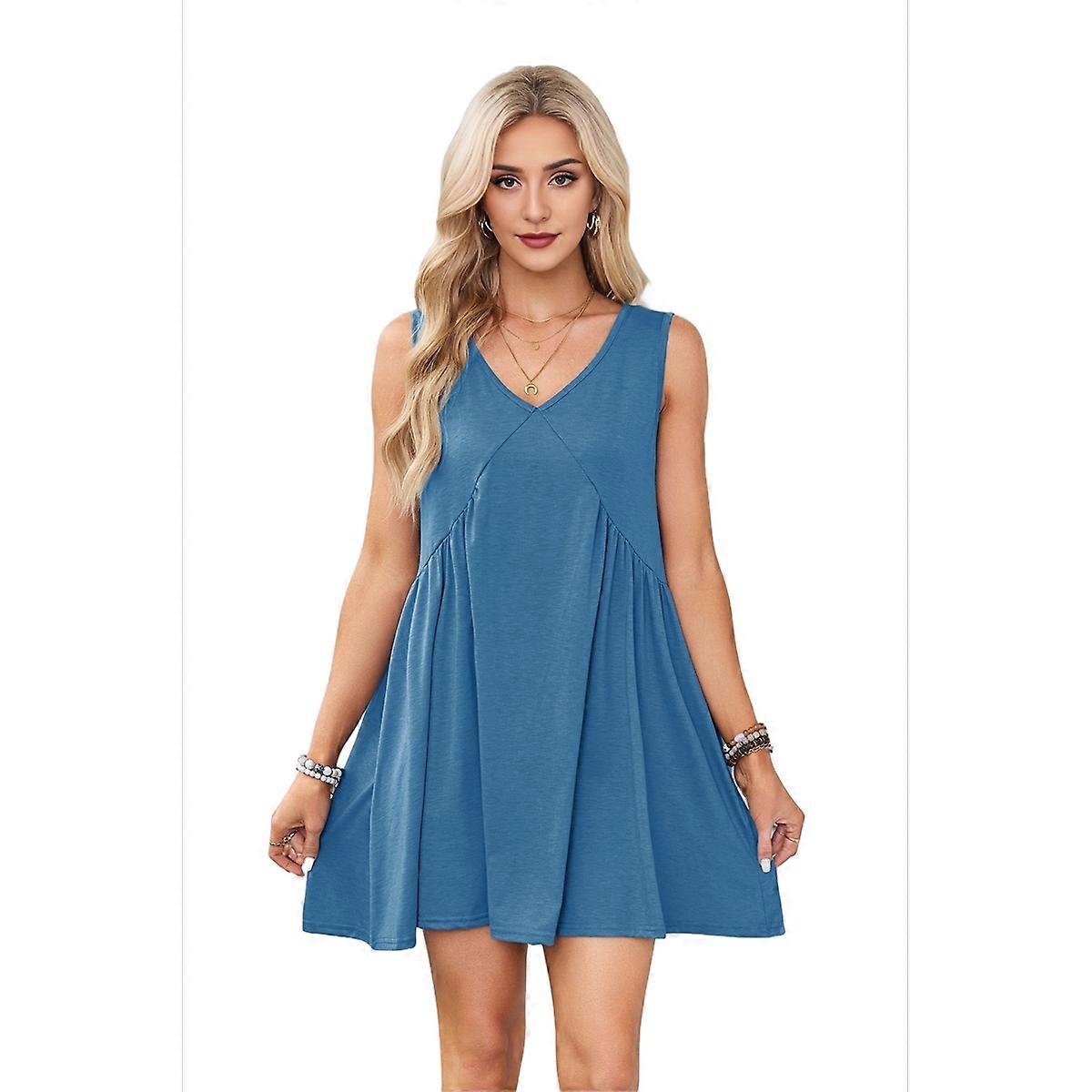 Sleeveless Mini Dress Blue M
