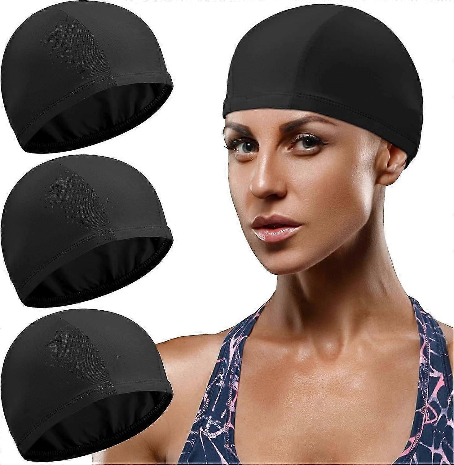 2025 Suitable 3 Piece Set of Elastic Swimming Caps Comfortable Fabric Swimming Caps Unisex Swimming Caps Non-Slip Swimming Caps