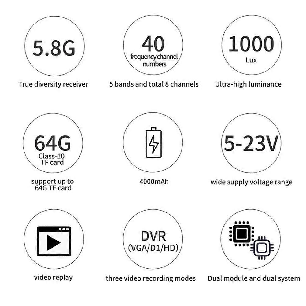Οθόνη FPV 5 ιντσών 5.8G 40CH Δέκτης ποικιλομορφίας