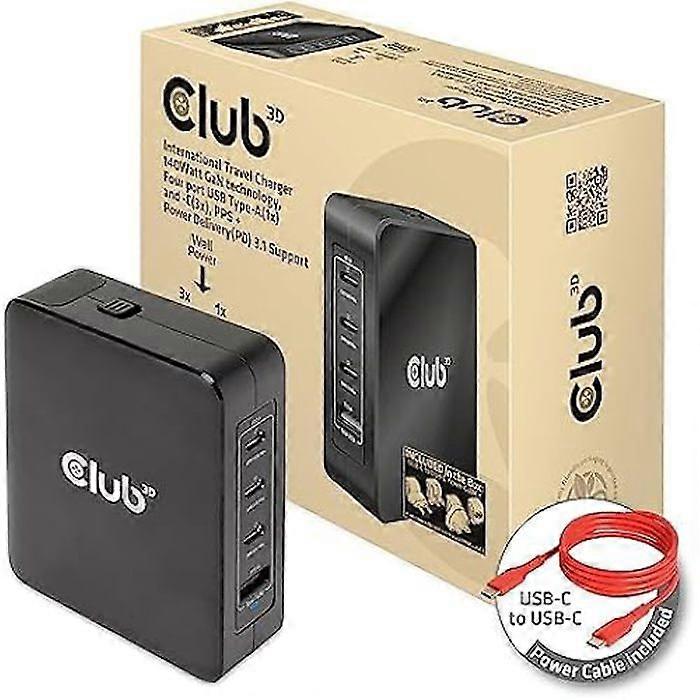 Power Supply Unit - CLUB3D - CAC-1917 - 140 W - GaN Technology - USB Type-C compatible