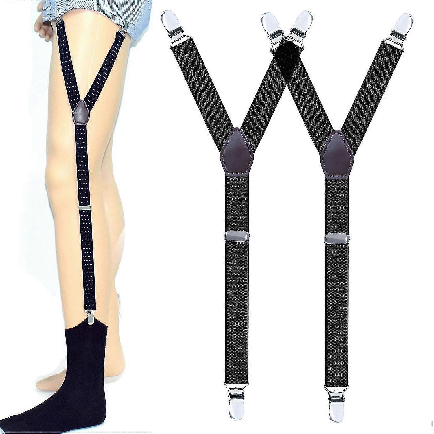Men's Shirt Stays Military Adjustable Elastic Garter Straps Socks Non-slip Clips