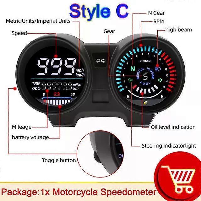 Motorcycle Speedometer MPH km/h Digital Meter Assembly Speedometer Odometer Gauge Gear Indicator Instrument For Suzuki GN 125