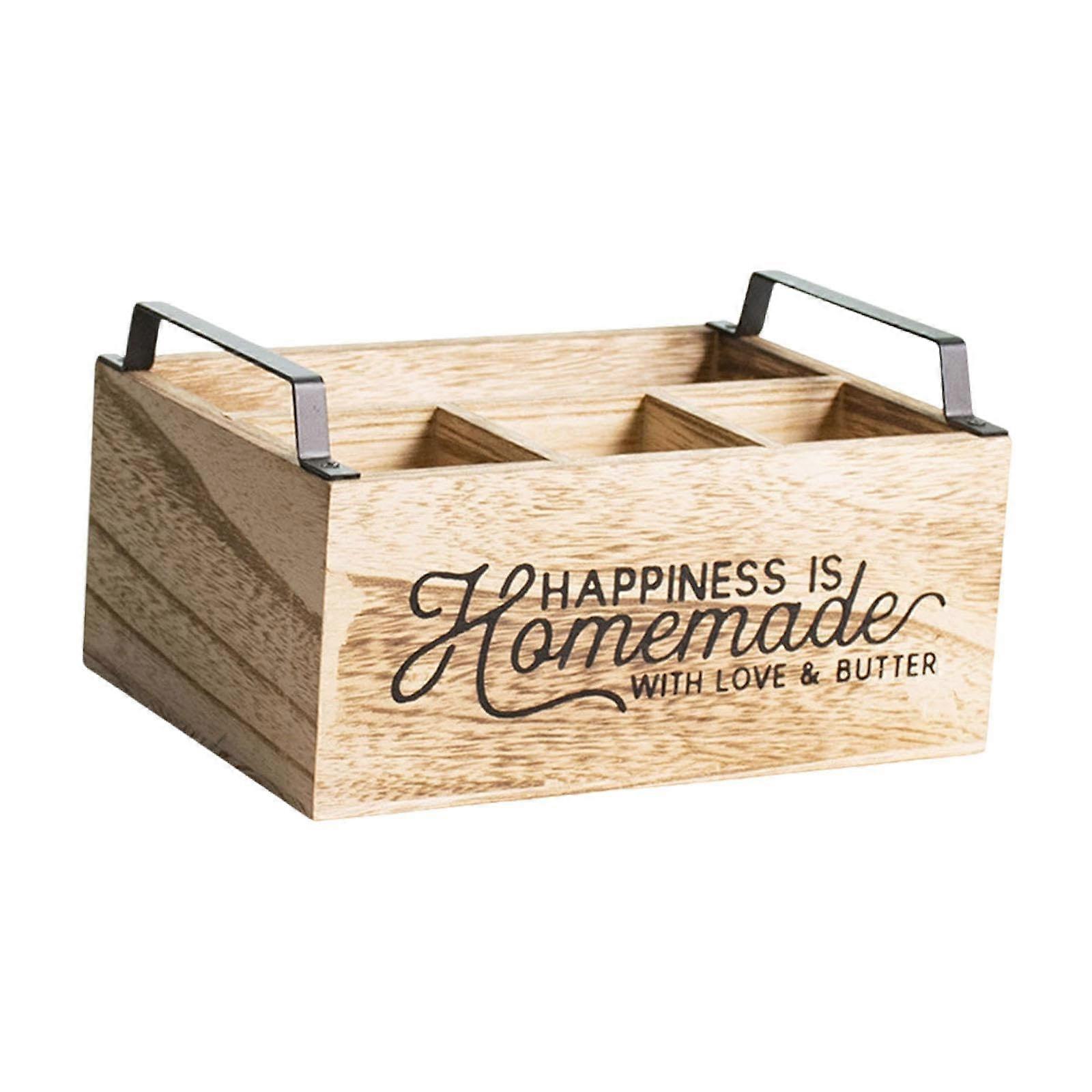 Utensils Holder Wooden Storage Organizer Box for Cooking Tools, Silverware, Dining Spoons and Forks, Camping Essentials