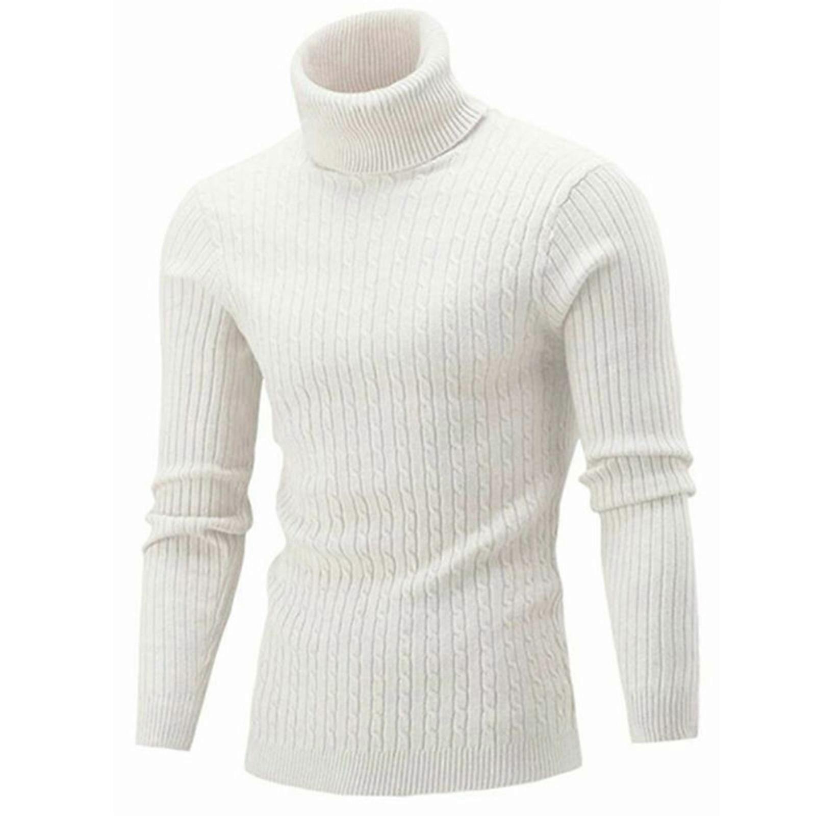 Men's Basic Slim Fit Long Sleeve Turtleneck Jumper - Soft Cotton/Polyester Blend - View #2
