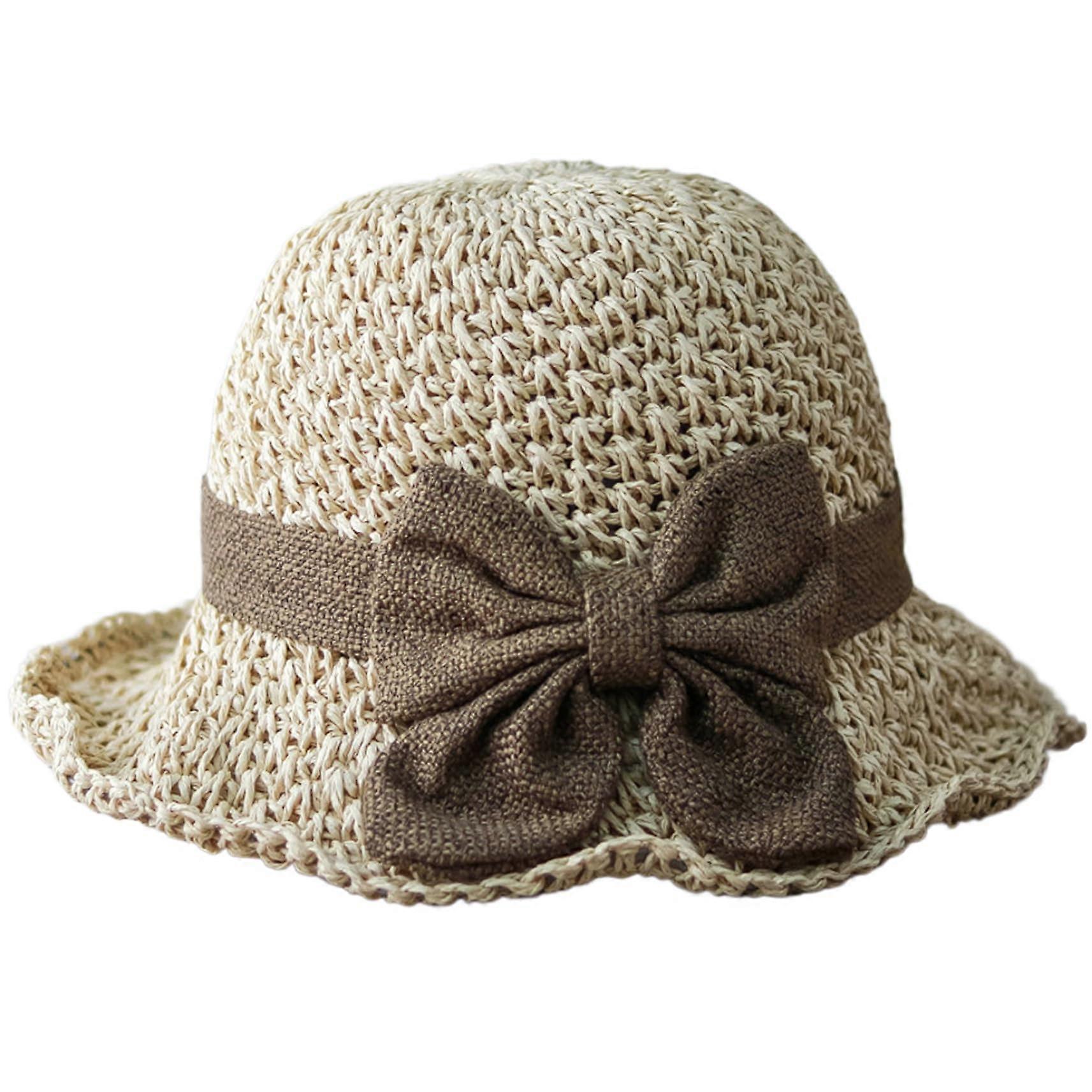 Wicker Hats For Women UV Protection Straw Bucket Hats With Adjustable Ruffle Width Vintage Style