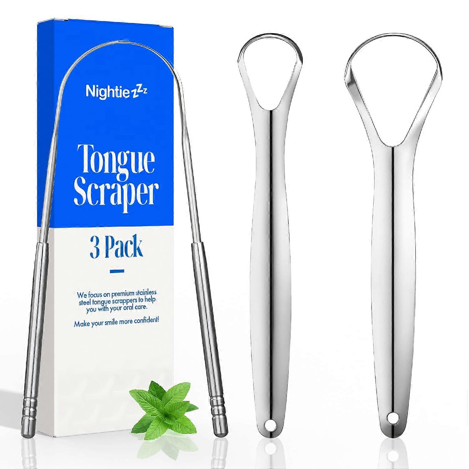 Tongue Scraper Stainless Steel 3 Pack Durable For Adults