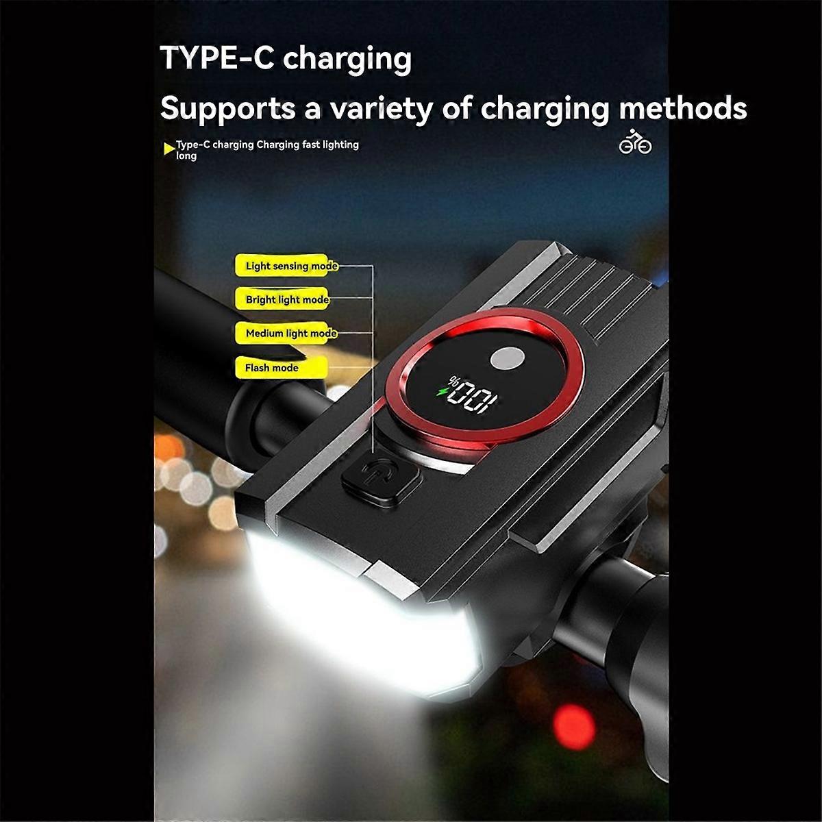 Bicycle Light Rechargeable Bike Light with Charging Quantity Display