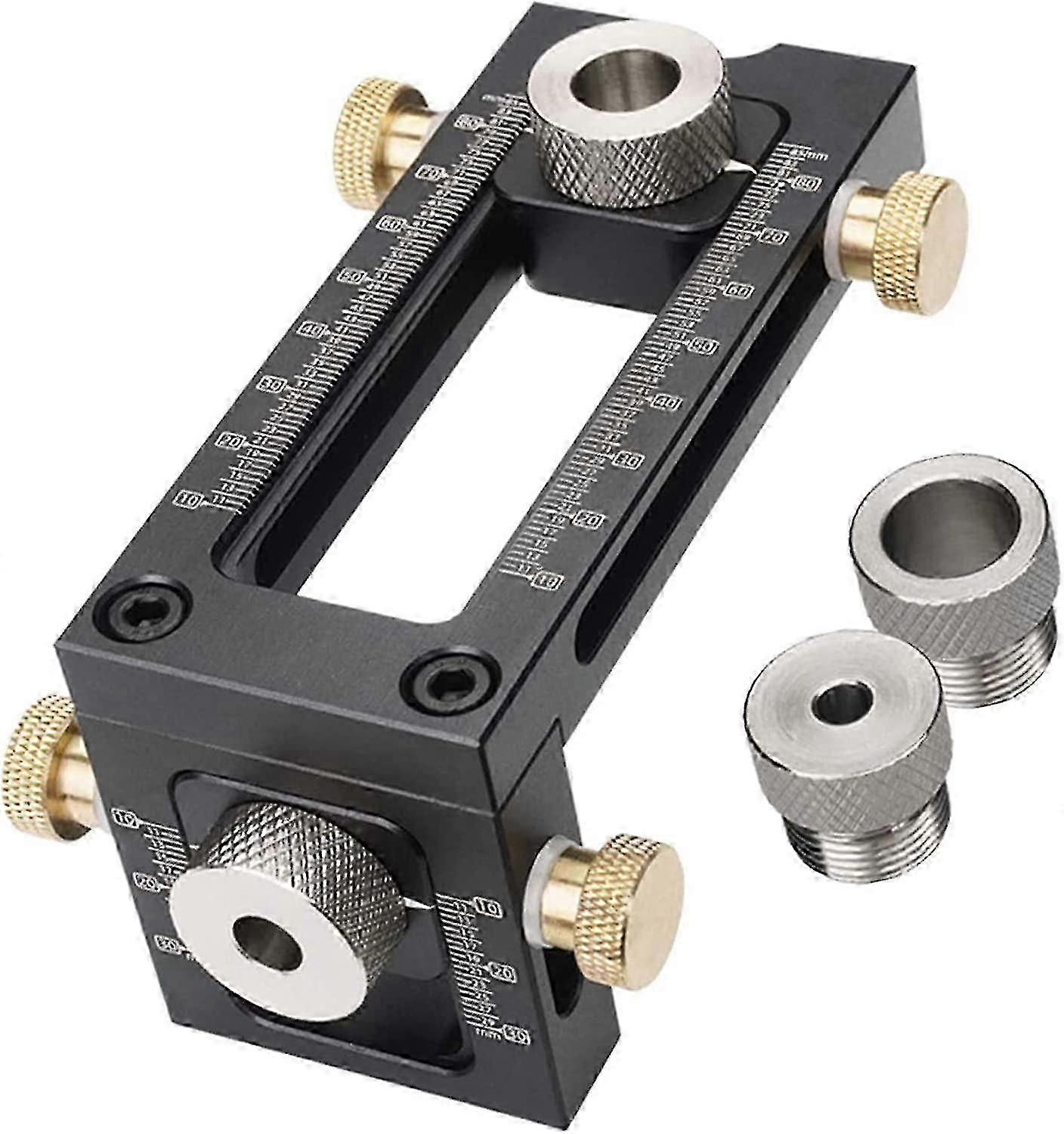 Woodworking Doweling Jig,2-in-1 Adjustable Hole Punch Locator,4 Hole 6/8/10/12mmdrill Bit