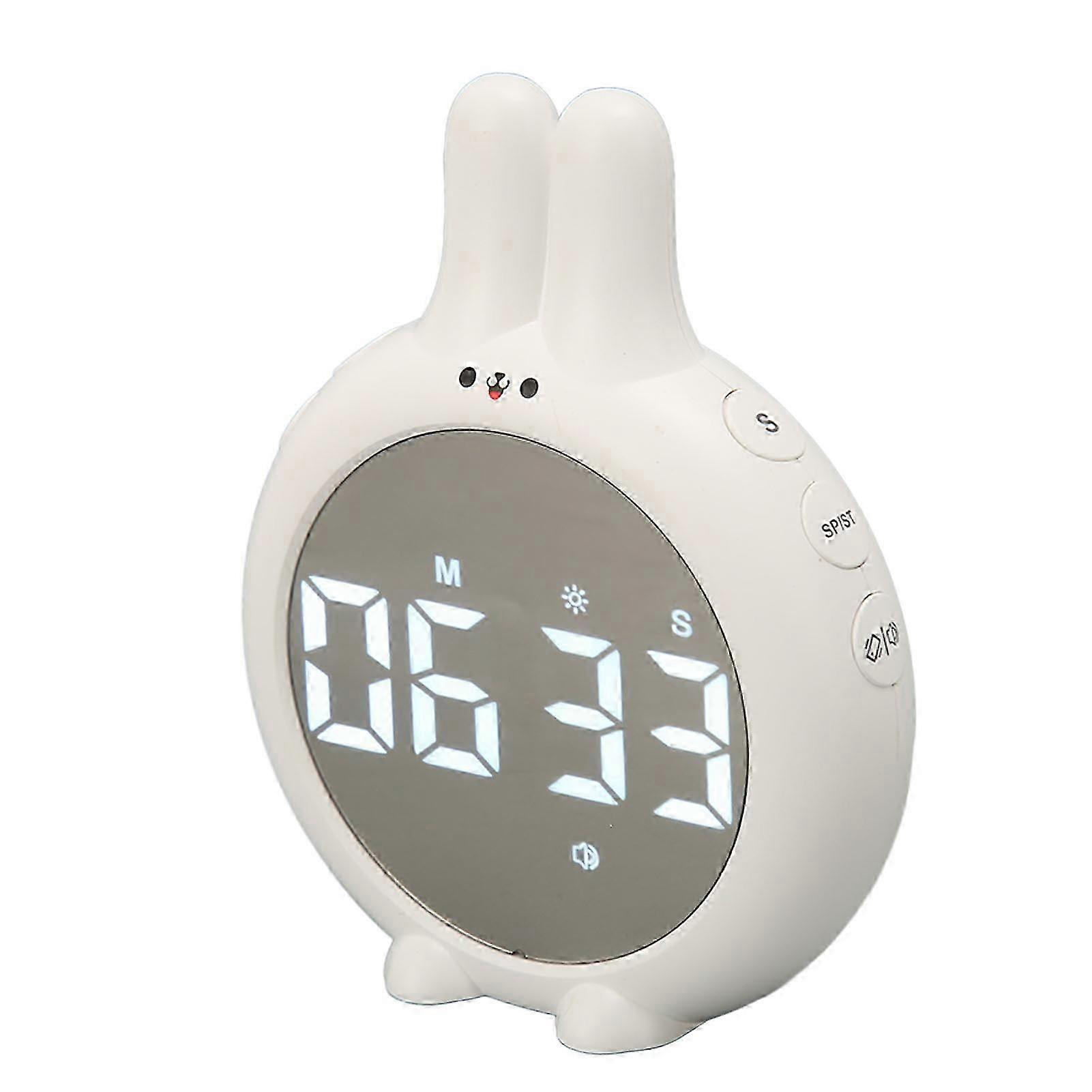 Cute Bunny Countdown Timer for Kids Magnetic Back Improved Time Management Skills LCD Kitchen Timer for Learning Baking White
