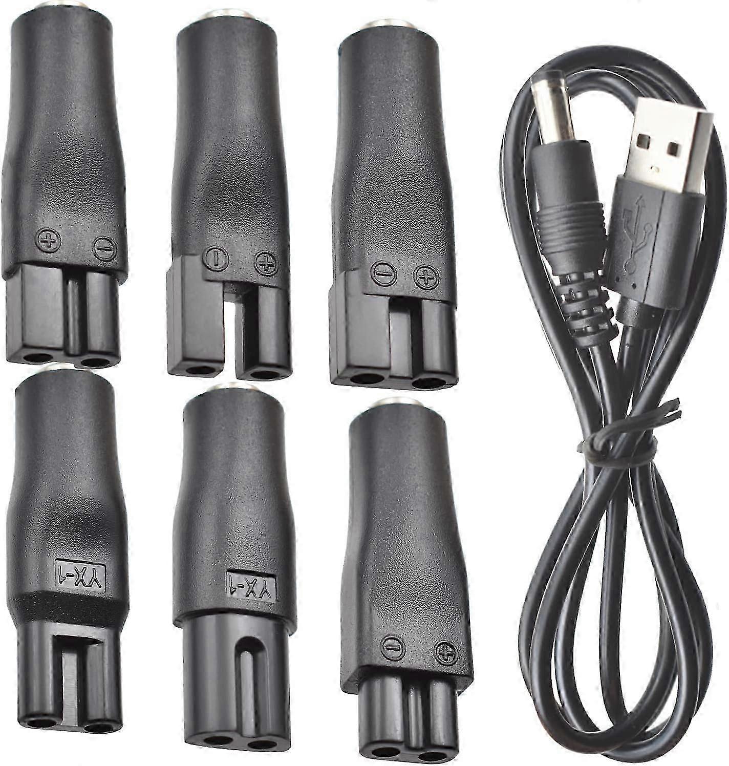 7 stk netledning 5V udskiftningsoplader USB-adapter velegnet til elektriske hårklippere, skægtrimmere, barbermaskiner, skønhedsinstrumenter, skrivebordslamper.