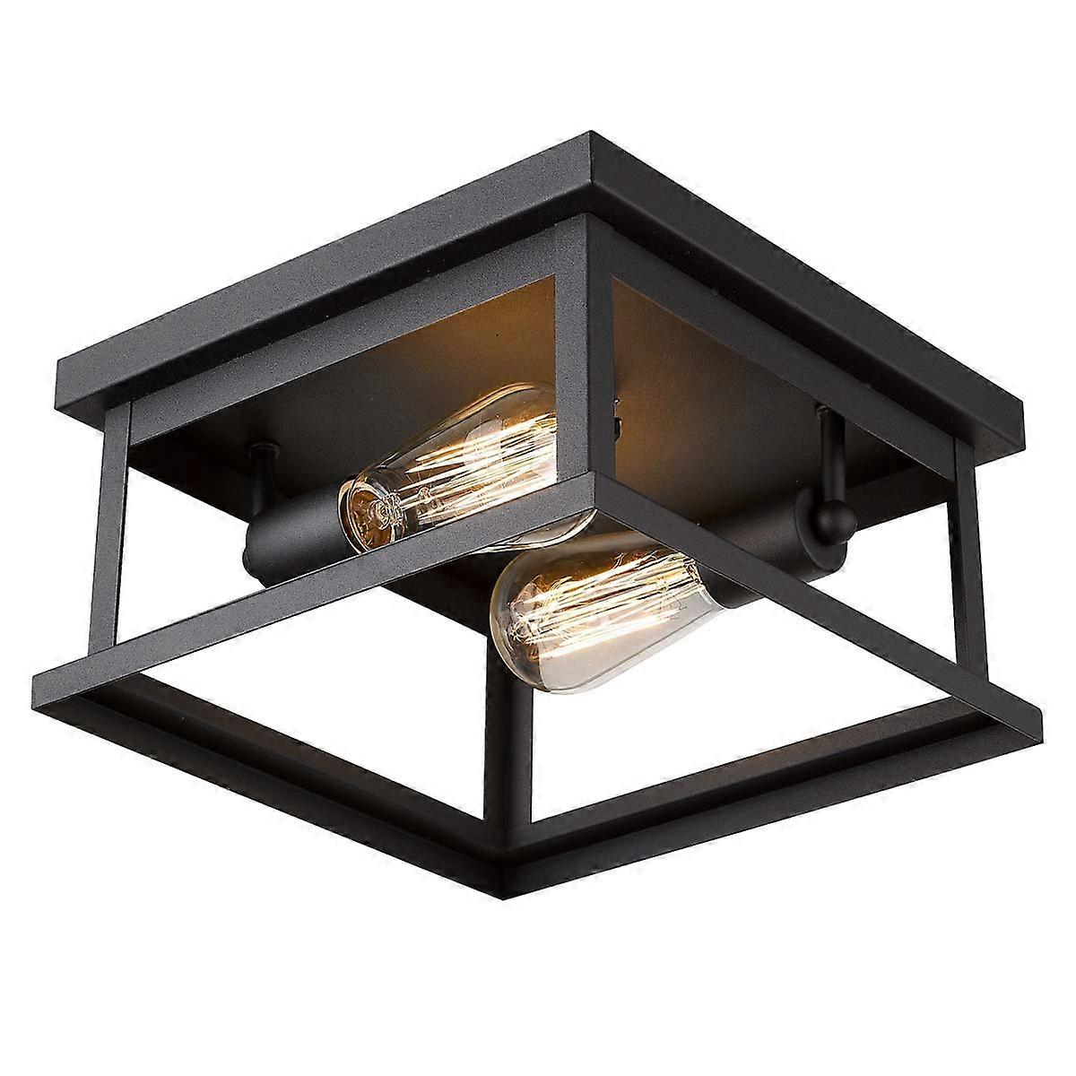 Flush Mount Light Fixture, 2-Light 11-inch Light Ceiling in Black Finish, 1803EW1-F1 BK
