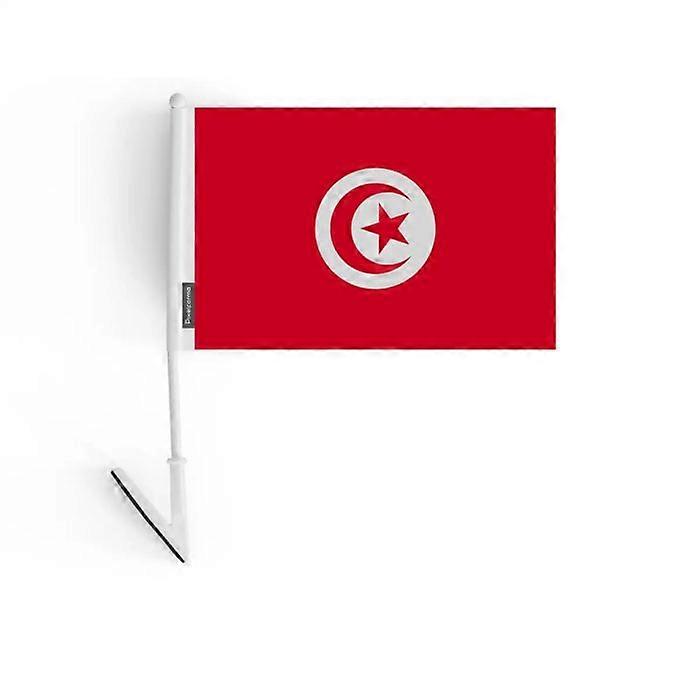Adhesive flag - Tunisia - 14 x 21 cm - Durable polyester - Lightweight - Double-sided