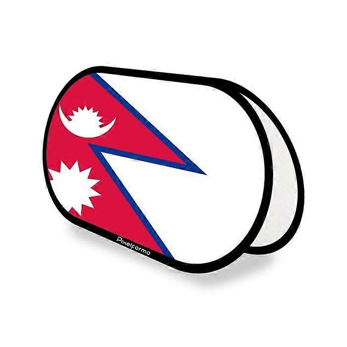 Oval Flag - Nepal - 70 x 120 cm - Polyester - Double-sided printing - Foldable retractable